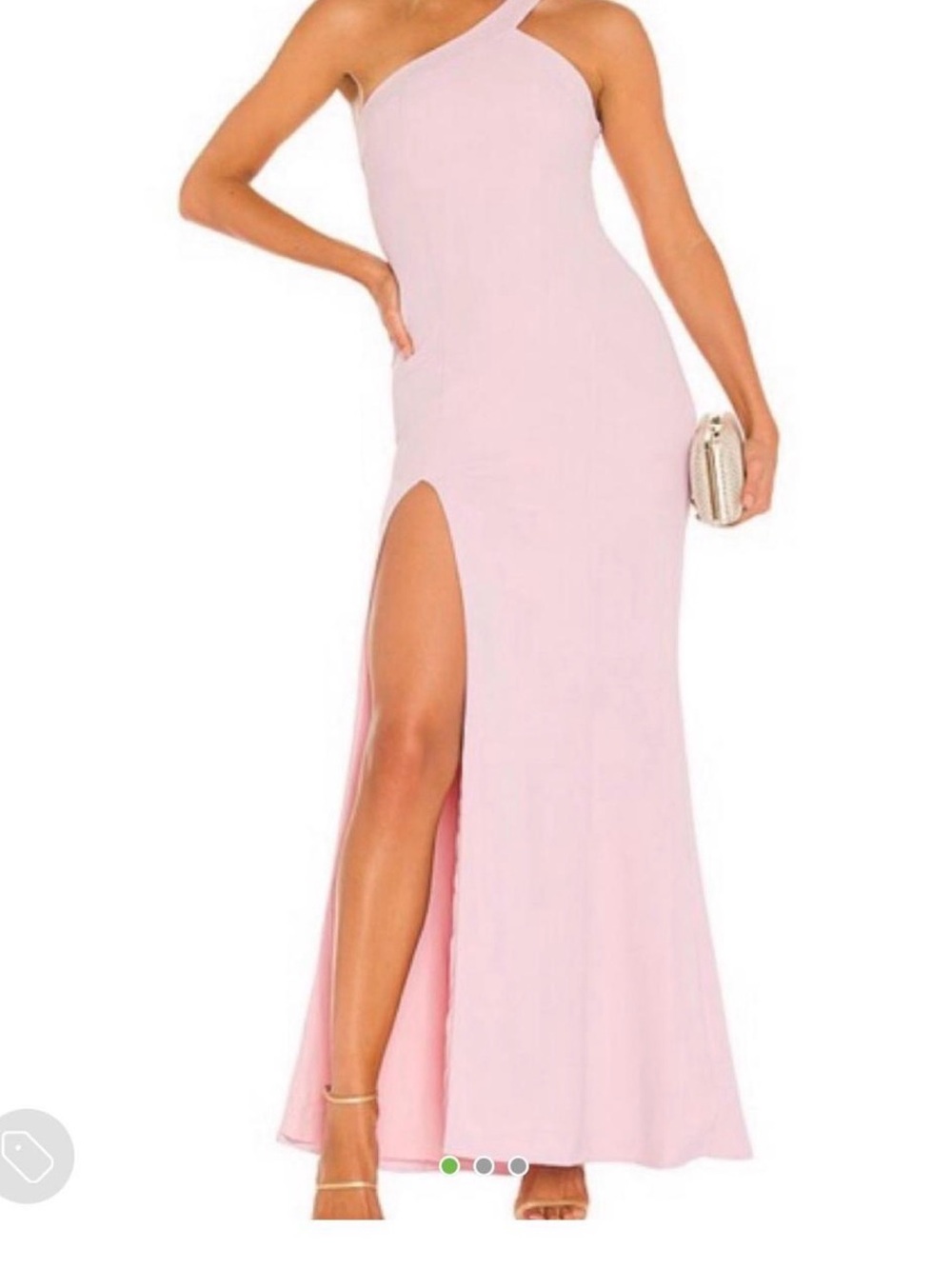 Women’s One-Shoulder Pink Slit Evening Dress